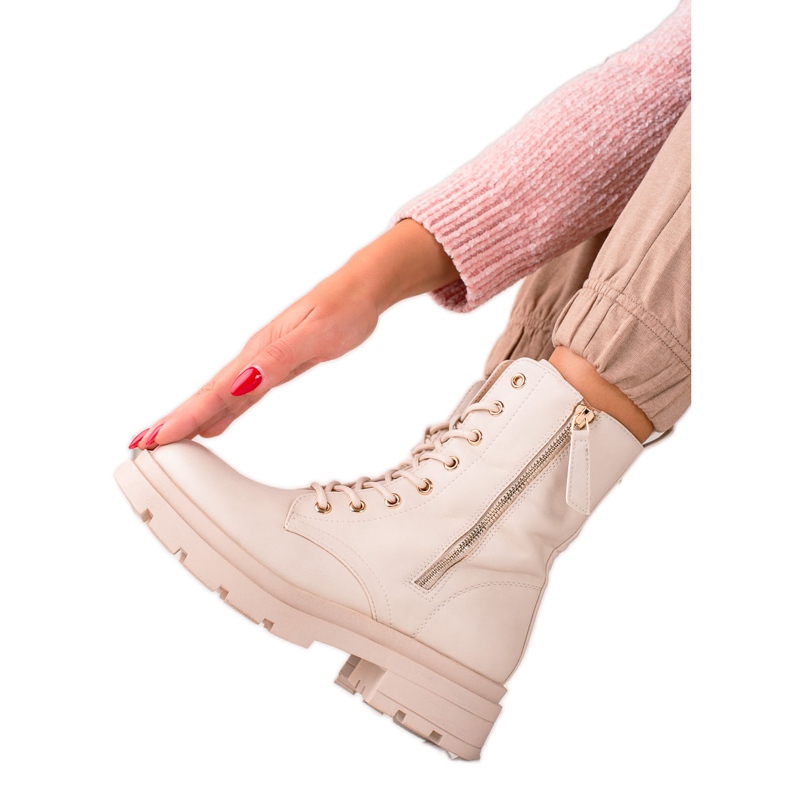 Sixth Sense Botas beige Trappers de cuero ecológico