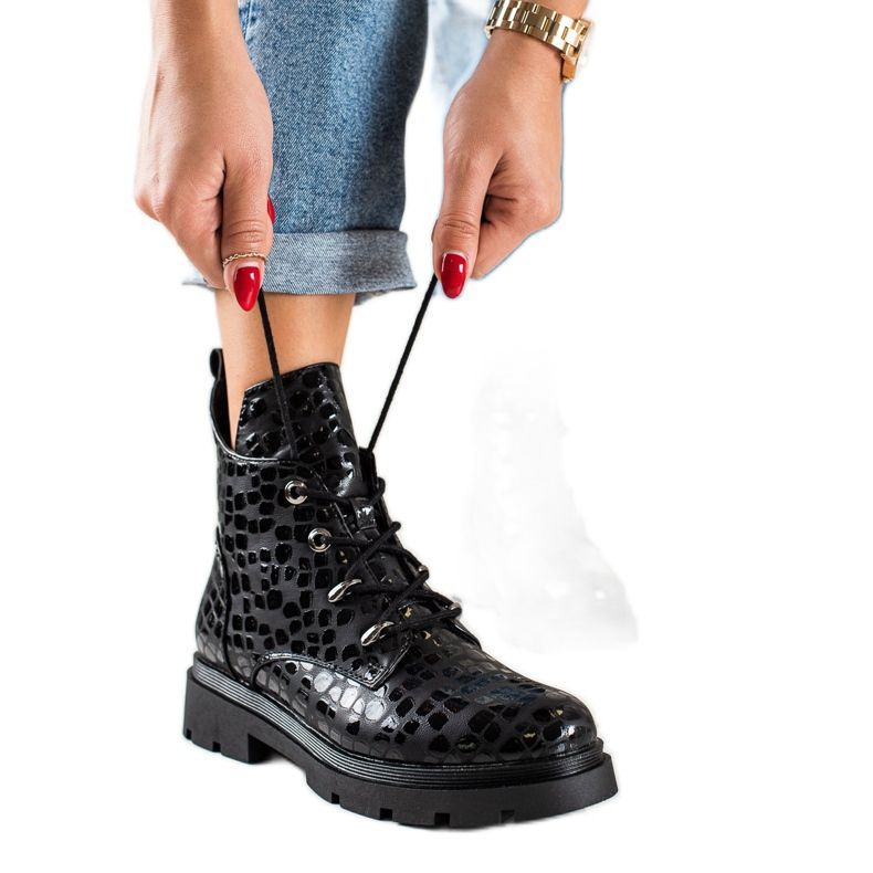 Filippo Botas con cordones y estampado negro