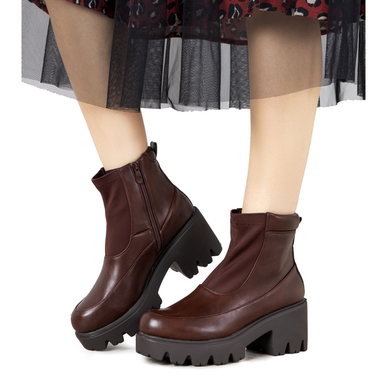 Botas marrones con suela alta Halette marrón Botas marrones con suela alta Halette marrón