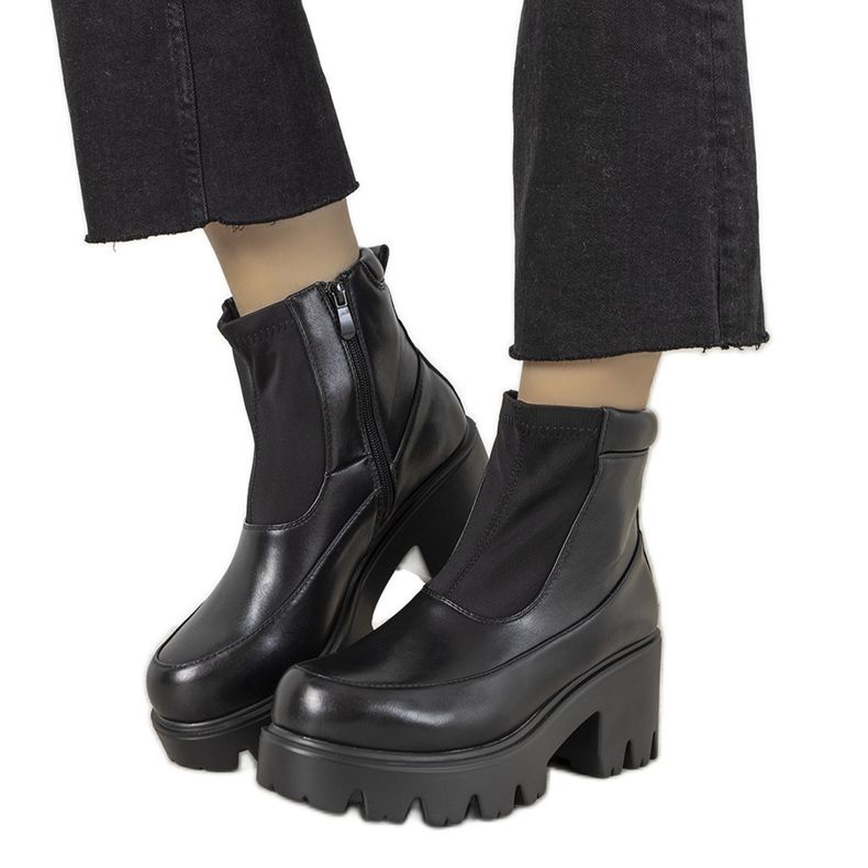 Botas negras con suela alta Halette negro Botas negras con suela alta Halette negro