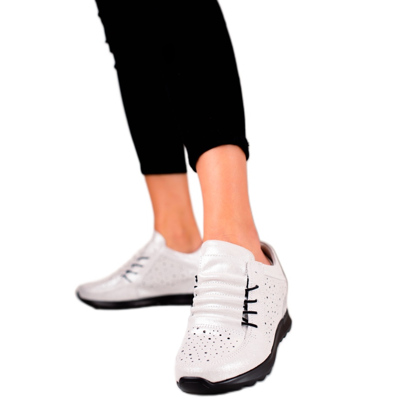 Zapatos cuña piel VINCEZA blanco