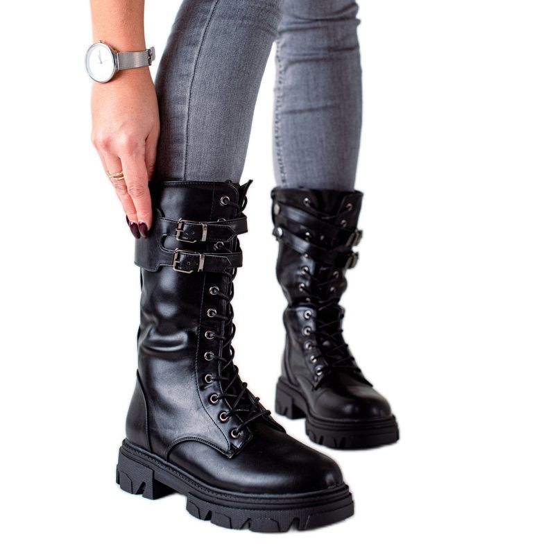 Botas altas con hebillas VINCEZA negro Botas altas con hebillas VINCEZA negro