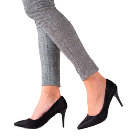TRENDI Tacones altos negros con purpurina