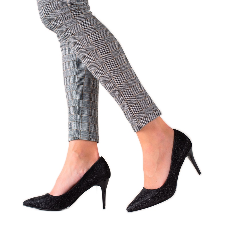 TRENDI Tacones altos negros con purpurina