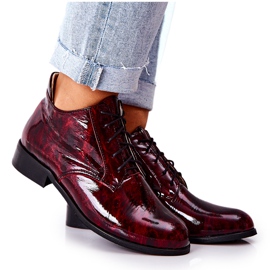 PA2 Zapatos Altos de Piel, Maniz Burdeos-Negro
