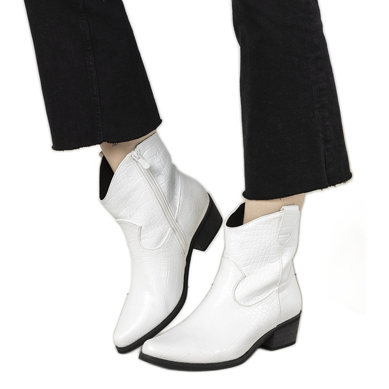 Botas de vaquero blancas con estampado de piel de cocodrilo Aurore blanco Botas de vaquero blancas con estampado de piel de cocodrilo Aurore blanco