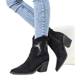 Botas de vaquero negras con inserciones de piel de serpiente Corinne negro