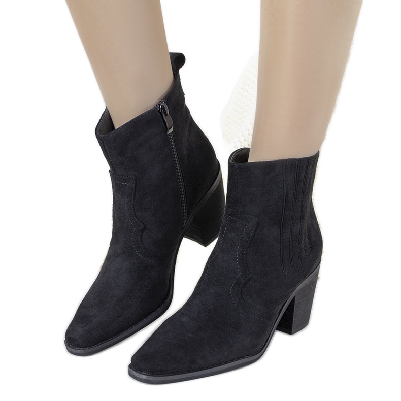 Botas vaqueras negras con inserciones de piel de serpiente Babette negro Botas vaqueras negras con inserciones de piel de serpiente Babette negro