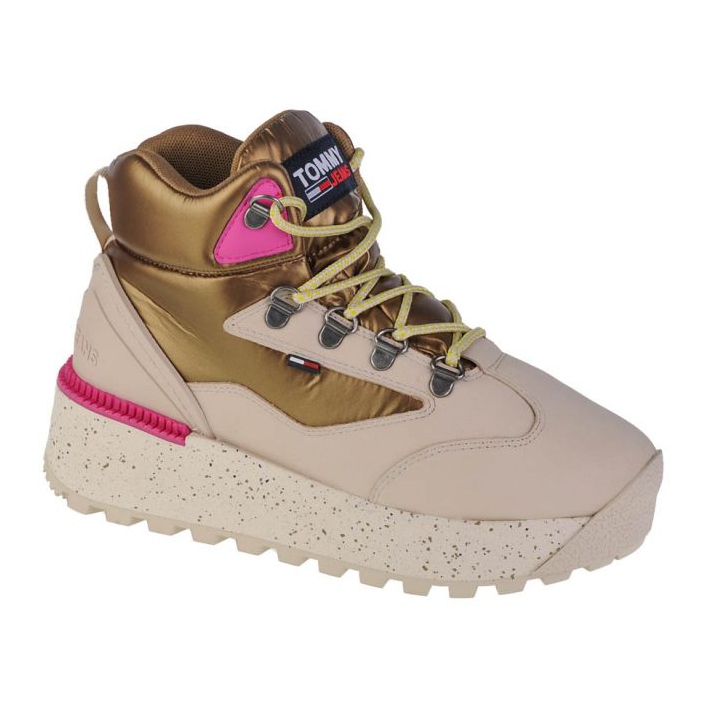 Bota con plataforma plana híbrida de Tommy Hilfiger Jeans W EN0EN01589-ACE beige