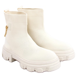 Botines calcetín con cadena crema JX81P Beige Botines calcetín con cadena crema JX81P Beige