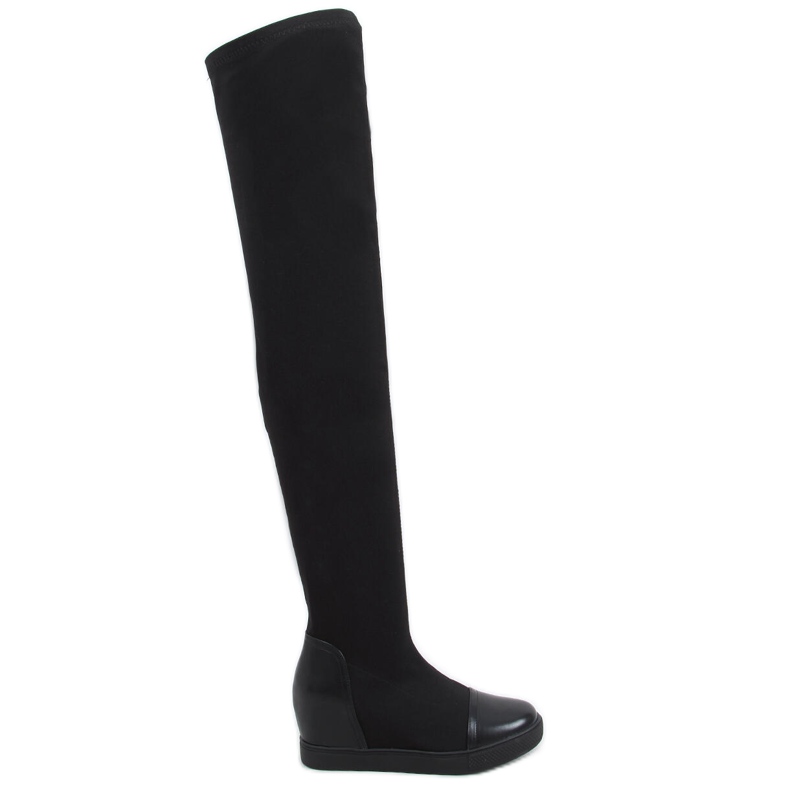 Botas mosqueteras negras con tacón de cuña HQ888 Negro Botas mosqueteras negras con tacón de cuña HQ888 Negro