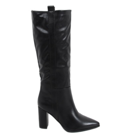 Botas negras con tacón estable RB49P Negro Botas negras con tacón estable RB49P Negro