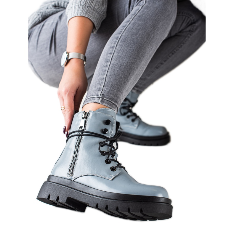 Sixth Sense Botas con cordones y cremallera decorativa azul Sixth Sense Botas con cordones y cremallera decorativa azul