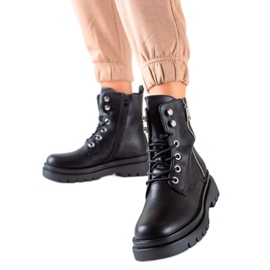 Sixth Sense Botas con cordones y cremallera decorativa negro