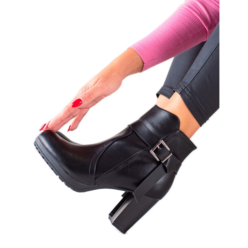 TRENDI Botas de Tacón Alto con Hebilla negro TRENDI Botas de Tacón Alto con Hebilla negro