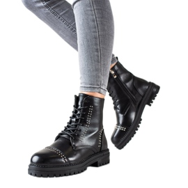 Super Me Botas clásicas Trappers de cuero ecológico negro Super Me Botas clásicas Trappers de cuero ecológico negro