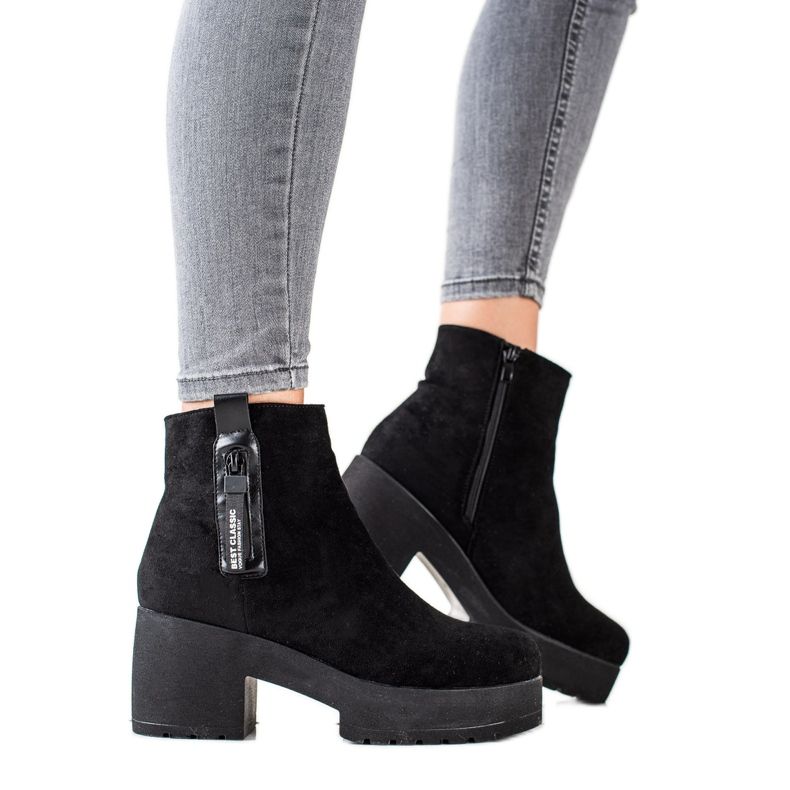 Ideal Shoes Botas de moda en la plataforma negro Ideal Shoes Botas de moda en la plataforma negro