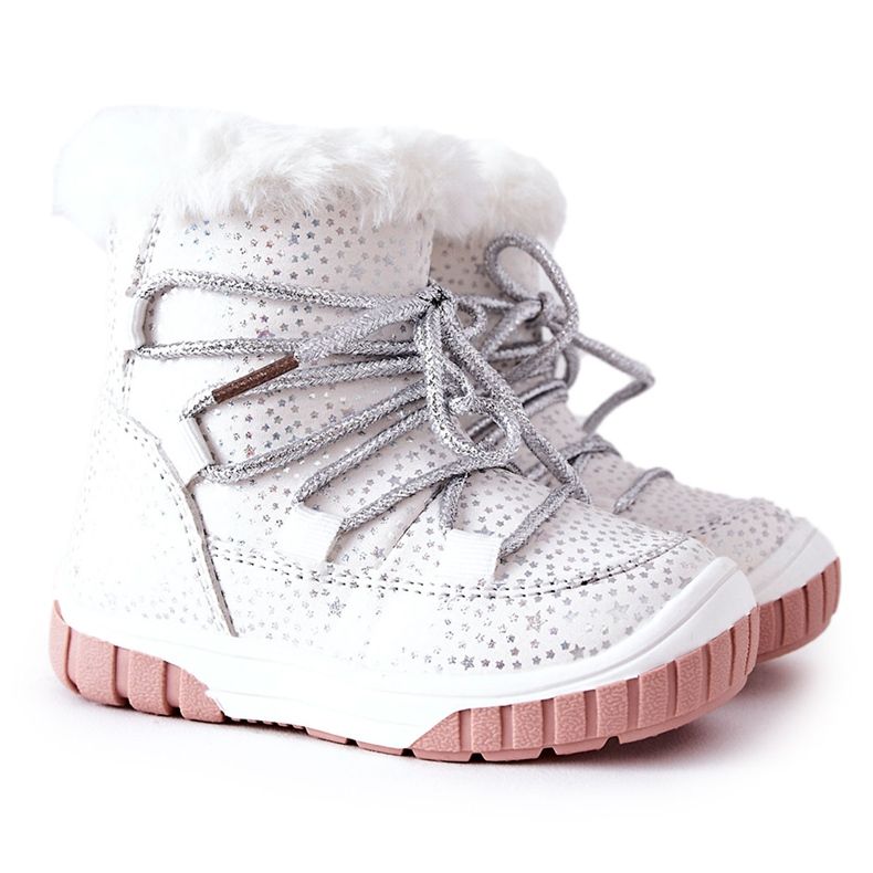 PE1 Botas de nieve cálidas con estrellas blancas de piel blanco PE1 Botas de nieve cálidas con estrellas blancas de piel blanco