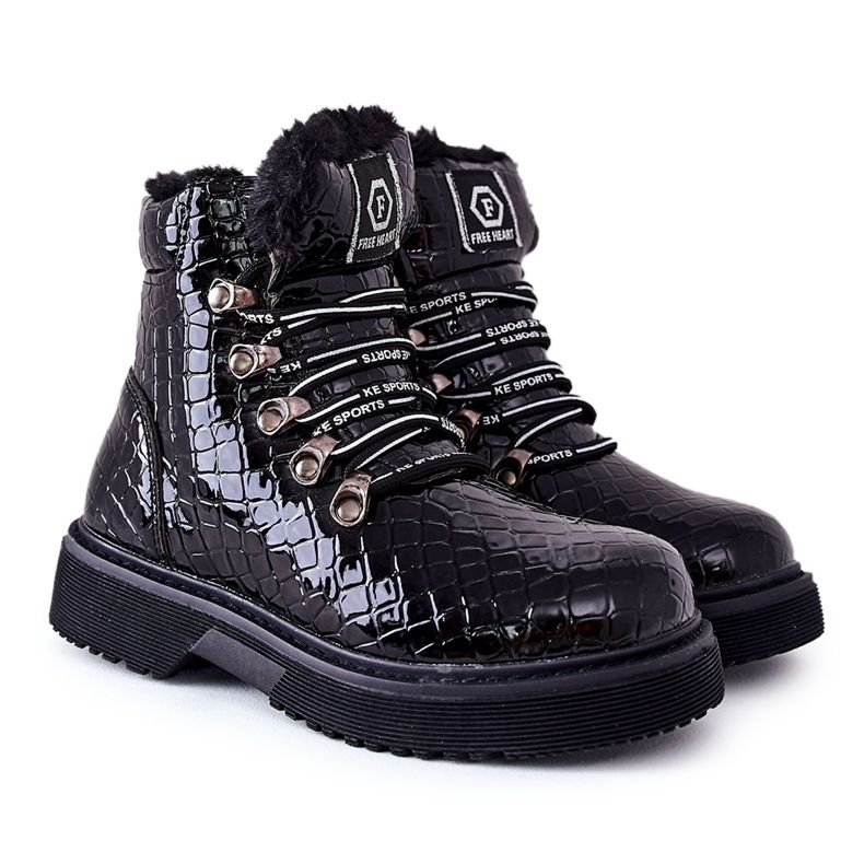 Botas negras para niños con aislamiento de piel Doreen negro negro Botas negras para niños con aislamiento de piel Doreen negro negro