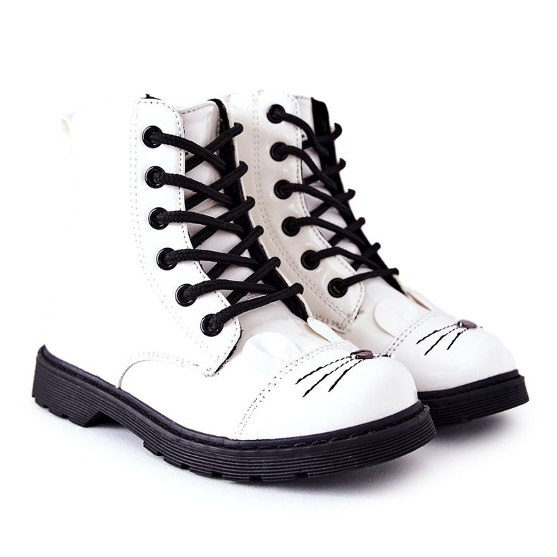 Trabajadores de botas calientes en la cremallera Mousie blanco Trabajadores de botas calientes en la cremallera Mousie blanco