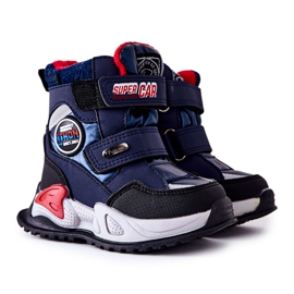 PJ2 Botas de nieve cálidas Botas con Velcro Azul Marino Rizie