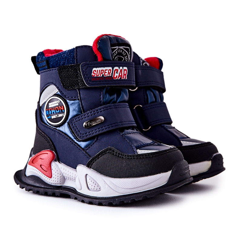 PJ2 Botas de nieve cálidas Botas con Velcro Azul Marino Rizie