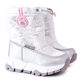 PJ2 Botas de nieve cálidas para niños con cremallera Laoth blanco plateado