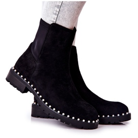 Botas negras de ante Venie con perlas negro