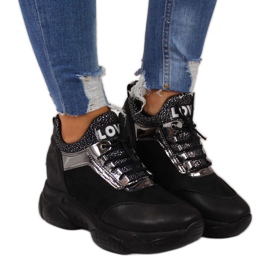 BM Zapatillas con cuña oculta Navy Dot W WOL9 negro