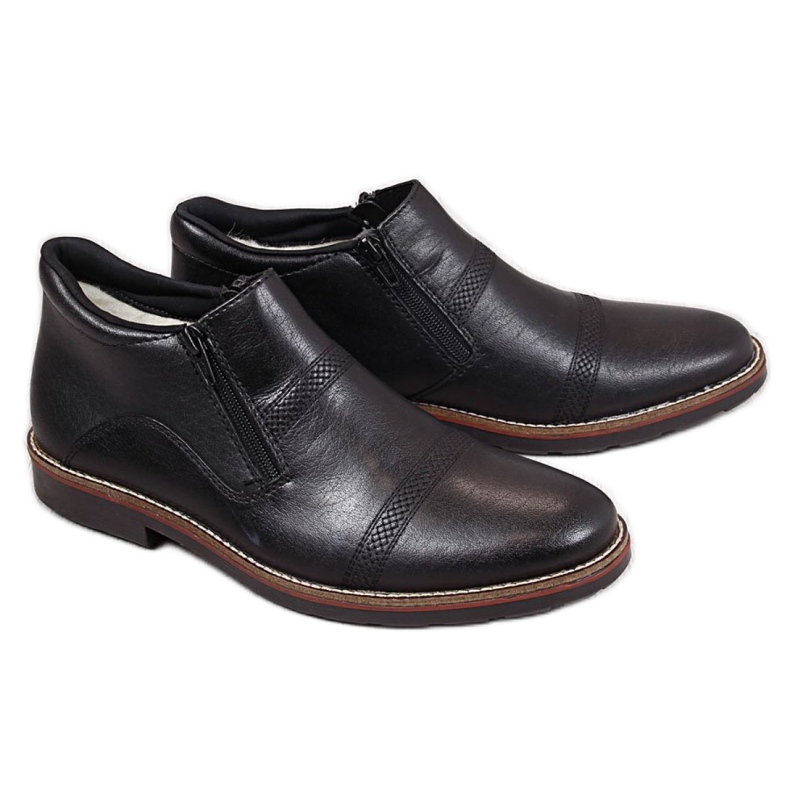 Botas cómodas de piel M Rieker 15381-00 negro