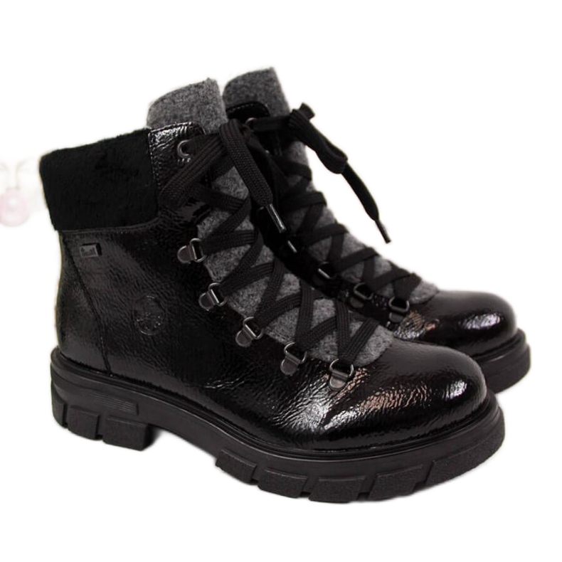 Botas lacadas con aislamiento negro W Rieker Z9132 azul