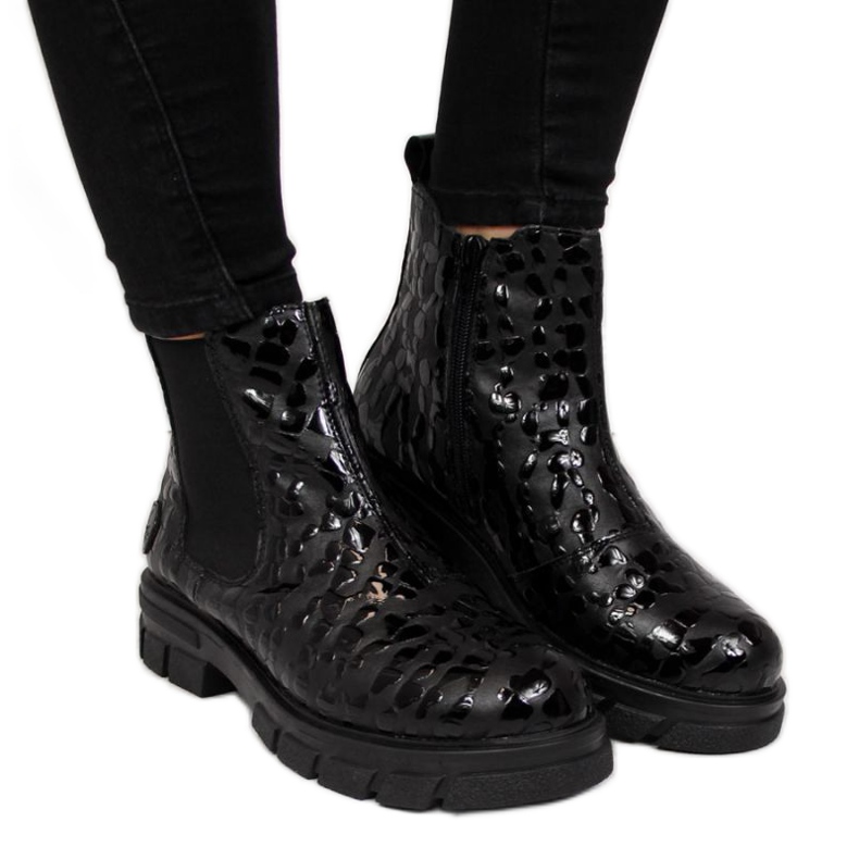 Botas de piel con aislamiento Rieker W Z9152-00 negro blanco
