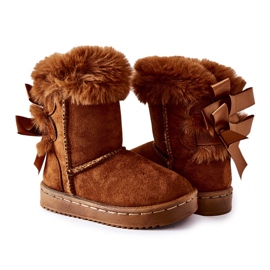 FR1 Botas cálidas para niños con lazos D.Khaki Funky botas de nieve marrón