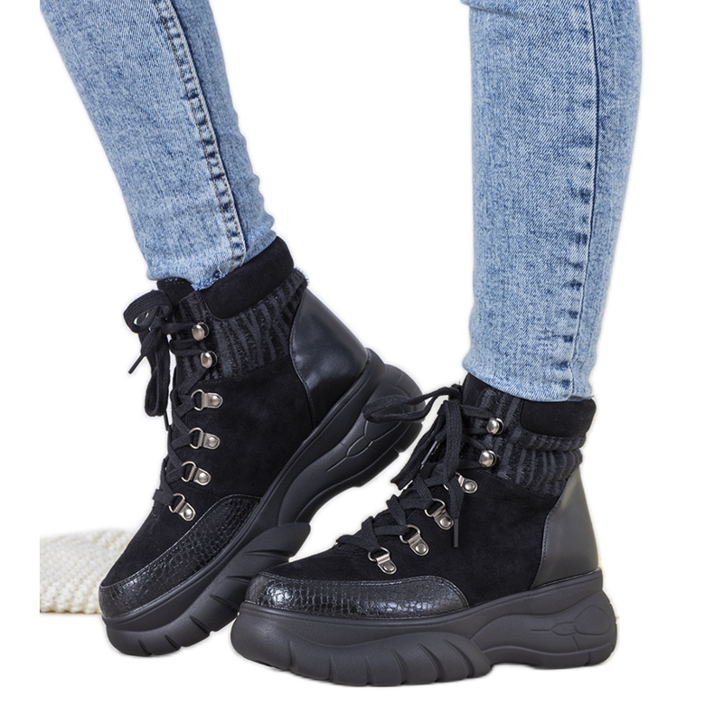 Zapatillas deportivas negras de invierno con motivo animal Miron negro