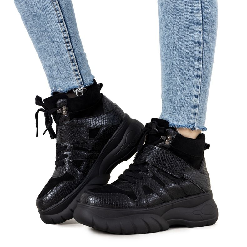 Zapatillas de invierno negras con el tema animal de Ninette negro Zapatillas de invierno negras con el tema animal de Ninette negro