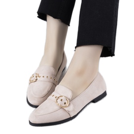 Mocasines beige con adorno Verreau dorado Mocasines beige con adorno Verreau dorado