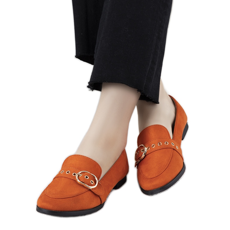 Mocasines naranjas con decoración Verreau dorada Mocasines naranjas con decoración Verreau dorada