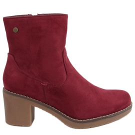 Botas Linzi Wine con tacón de goma rojo