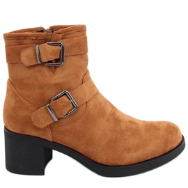 Botas de tacón ancho Teoo Camel marrón