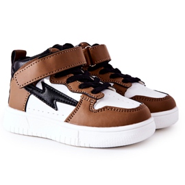 FR1 Zapatillas deportivas altas para niños, blancas y marrones Bartnie blanco marrón negro