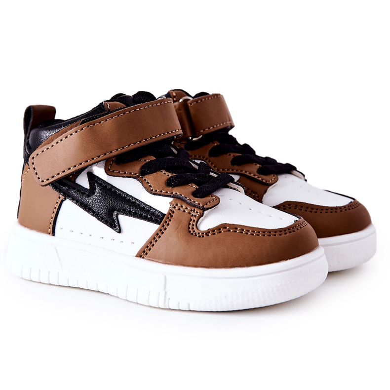 FR1 Zapatillas deportivas altas para niños, blancas y marrones Bartnie blanco marrón negro