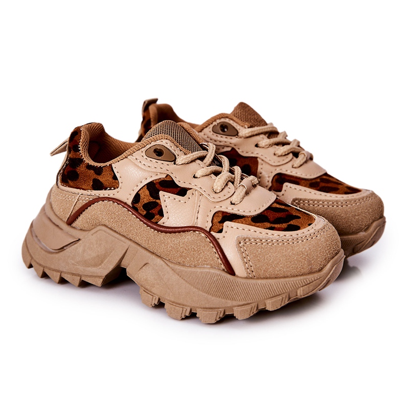 FR1 Zapatillas Deportivas Infantiles Sneakers Beige-Marrón Nila