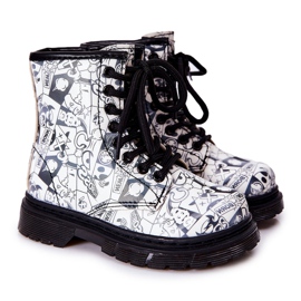 FR1 Botas calientes Dexie blancas y negras para niños con cremallera blanco negro