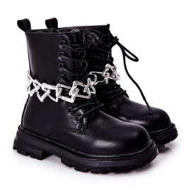 FR1 Botas Infantiles Negra Con Cadena negro