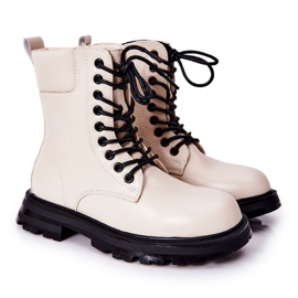 FR1 Botas Clarika Infantiles Clásicas Beige Con Cremallera