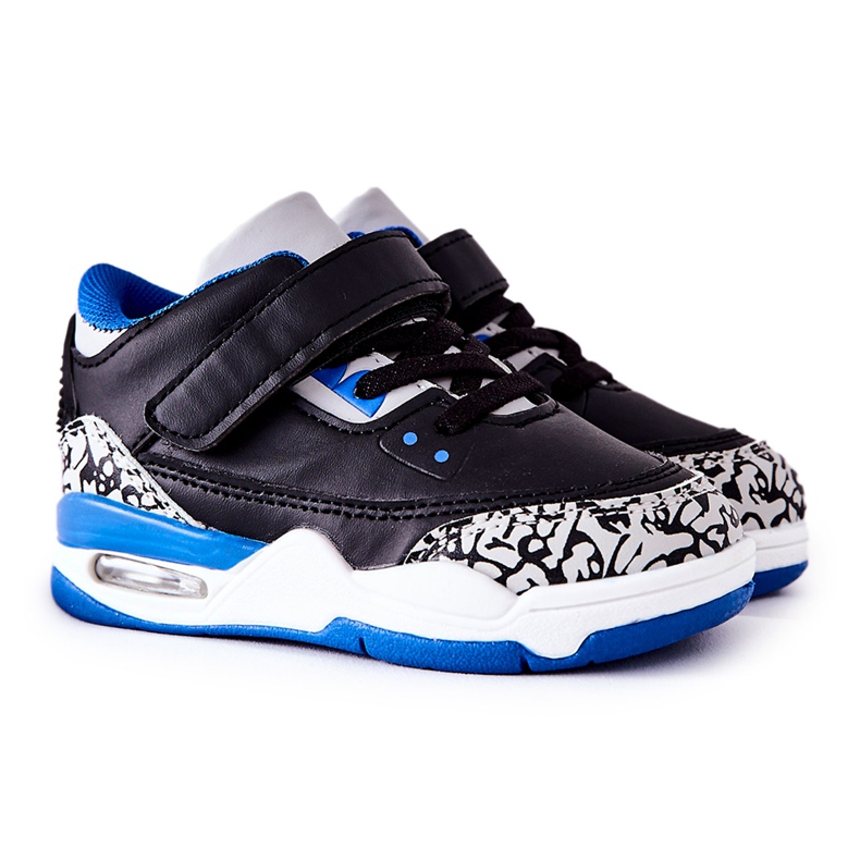 FR1 Zapatillas Deportivas Infantiles Lino Negro y Azul blanco