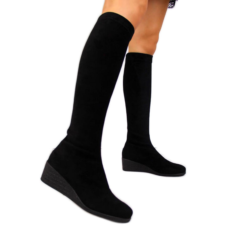 Botas de ante negro en la cuña Filippo W PAW299