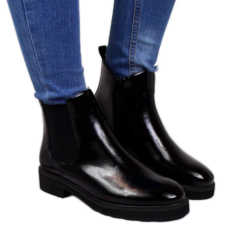 Botas Chelsea cálidas, lacadas Sergio Leone W SK353 negro
