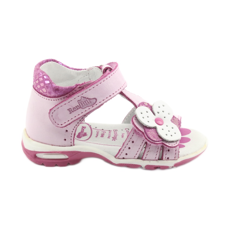 Sandalias rosas con flores Ren But 1406 rosado blanco
