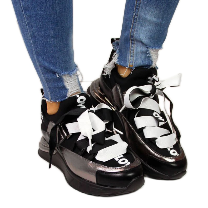 Zapatillas negras con inscripciones Vinceza W JAN49B negro Zapatillas negras con inscripciones Vinceza W JAN49B negro